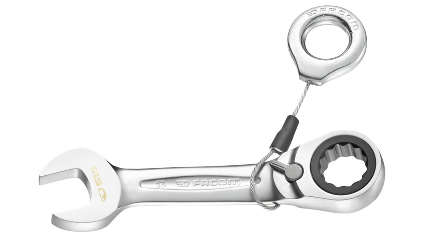 Facom Combination Ratchet Spanner, 7mm, Metric, Height Safe, Double Ended, 90 mm Overall