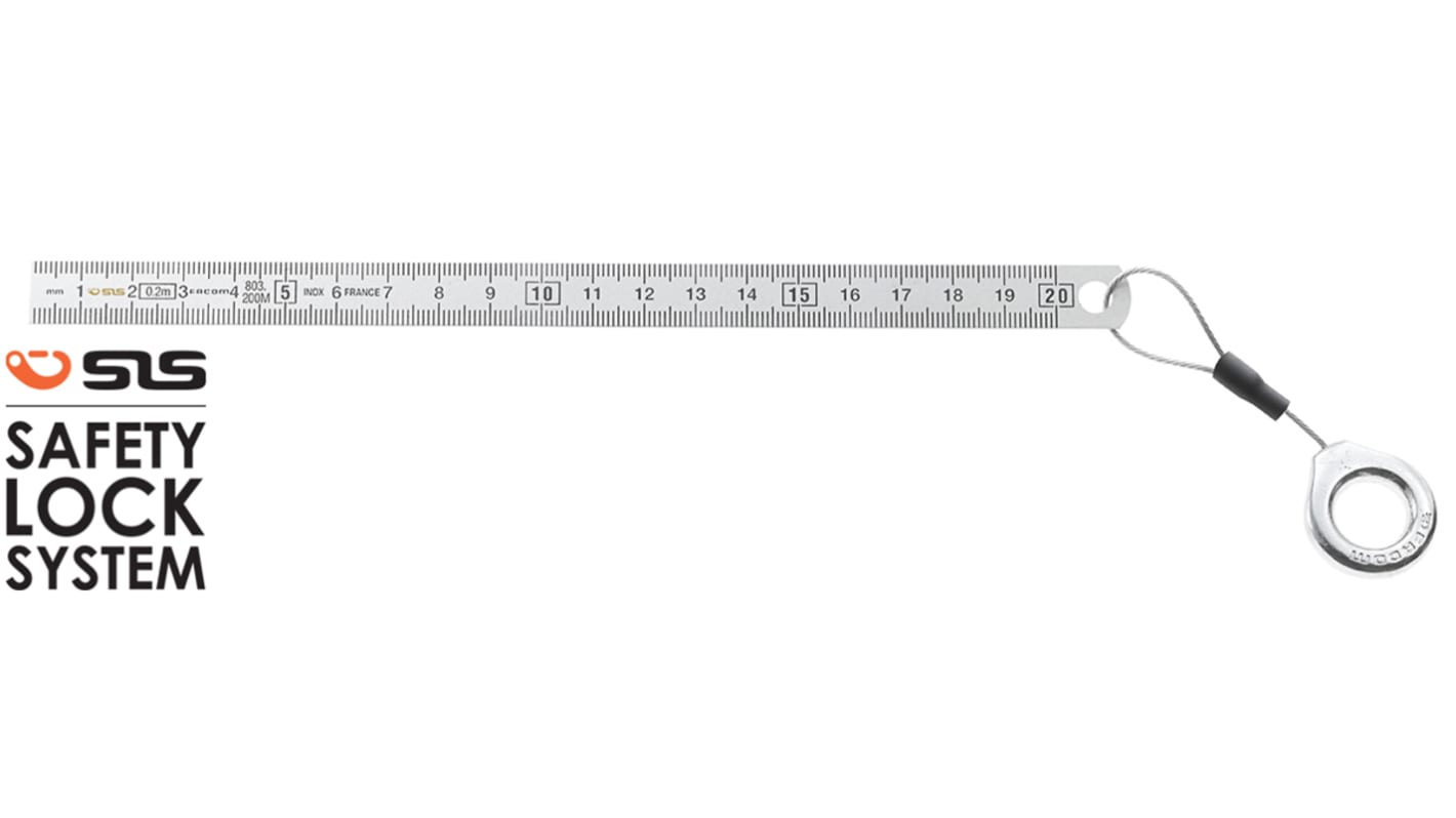 Facom Edelstahl Maßstab biegsam, höhensicher, metrisch 200mm x 13mm