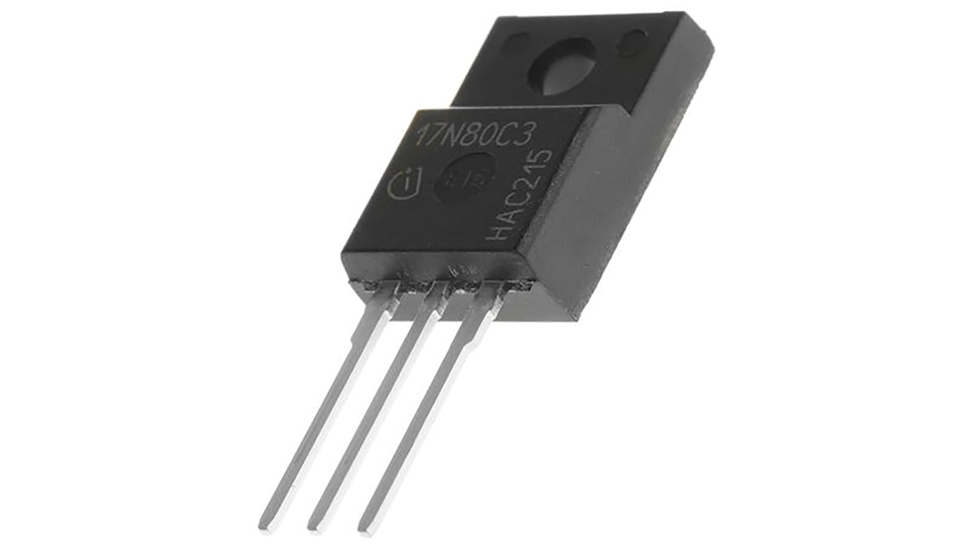 MOSFET Infineon, canale N, 290 mΩ, 17 A, TO-220 FP, Su foro