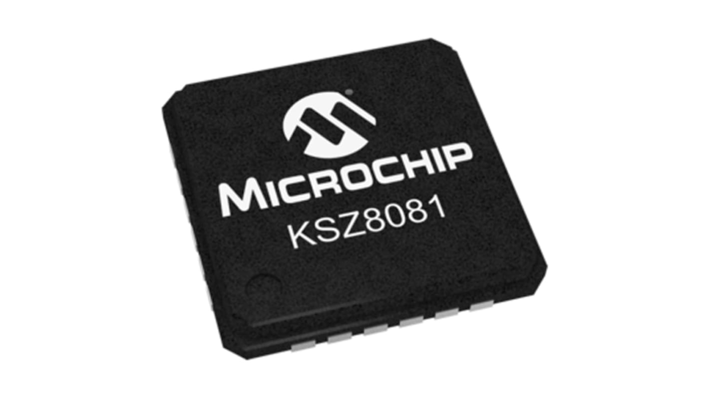 Microchip , 1-Channel Ethernet Transceiver 24-Pin QFN, KSZ8081RNAIA-TR