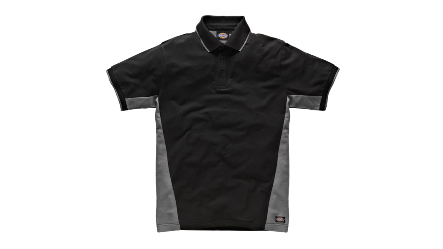 Dickies Black/Grey Cotton Polo Shirt, UK- S, EUR- S