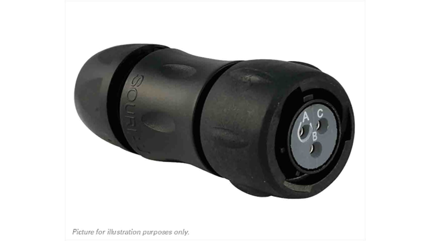 Souriau Circular Connector, 3 Contacts, Cable Mount, Socket, Female, IP68, IP69K, UTS Series