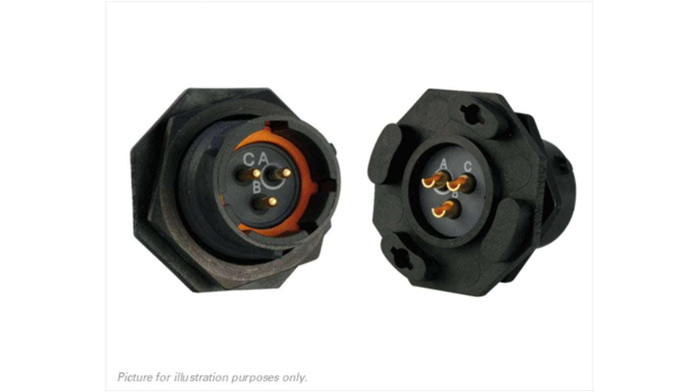 Souriau Sunbank by Eaton Circular Connector, 3 Contacts, Panel Mount, Plug, Male, IP68, IP69K, UTS Series