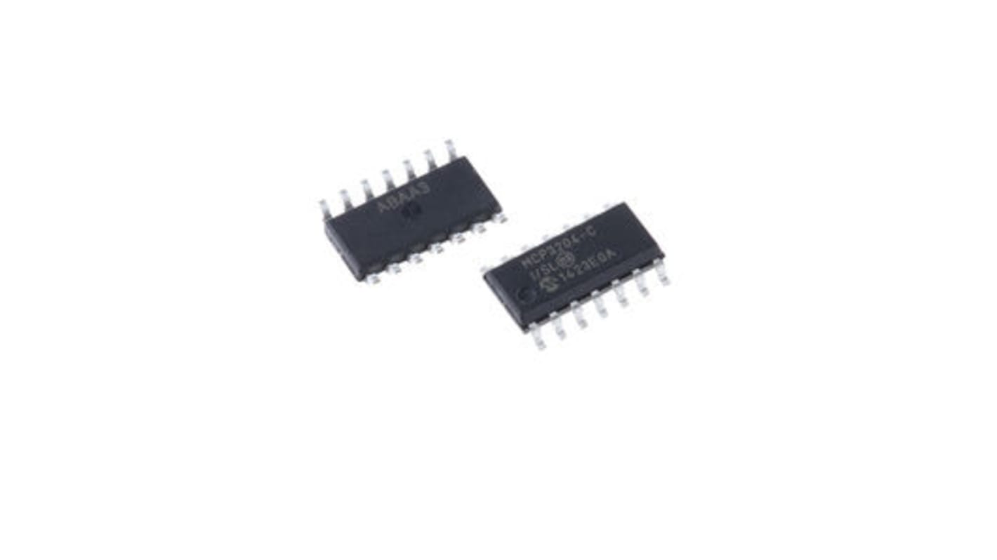 Microchip 12-Bit ADC MCP3204-CI/SL Quad, 100ksps SOIC, 14-Pin