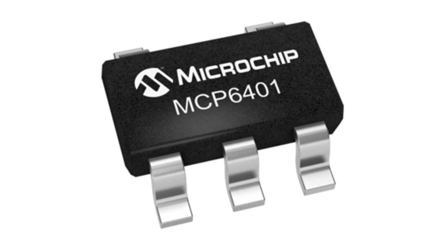 MCP6401T-E/LT Microchip, Op Amp, RRIO, 1MHz, 1.8 → 6 V, 5-Pin SC-70