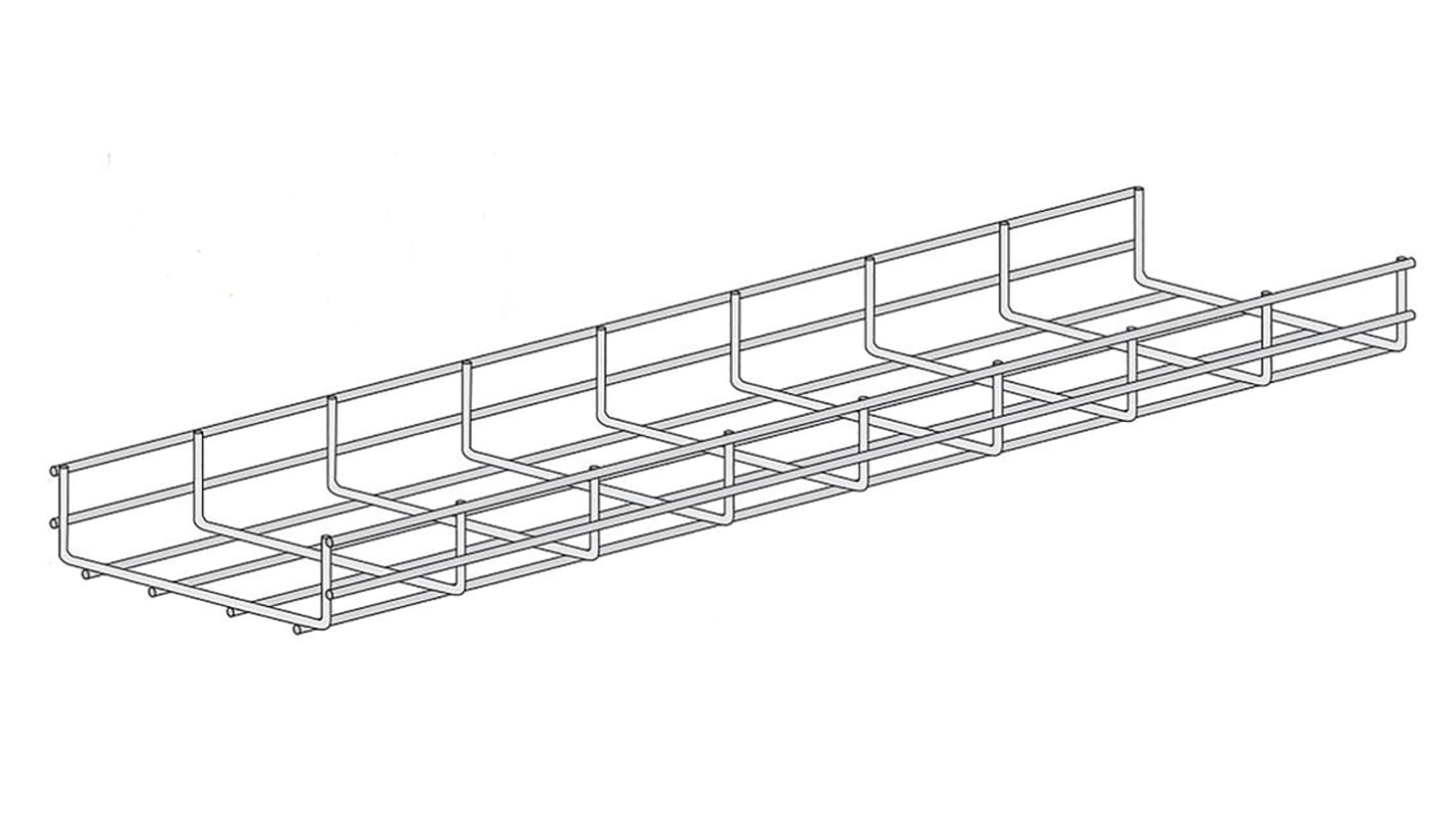 Kábeltartó tálca , Vezetéktálca, Elektrogalvanizált acél 3m x 100 mm x 60mm