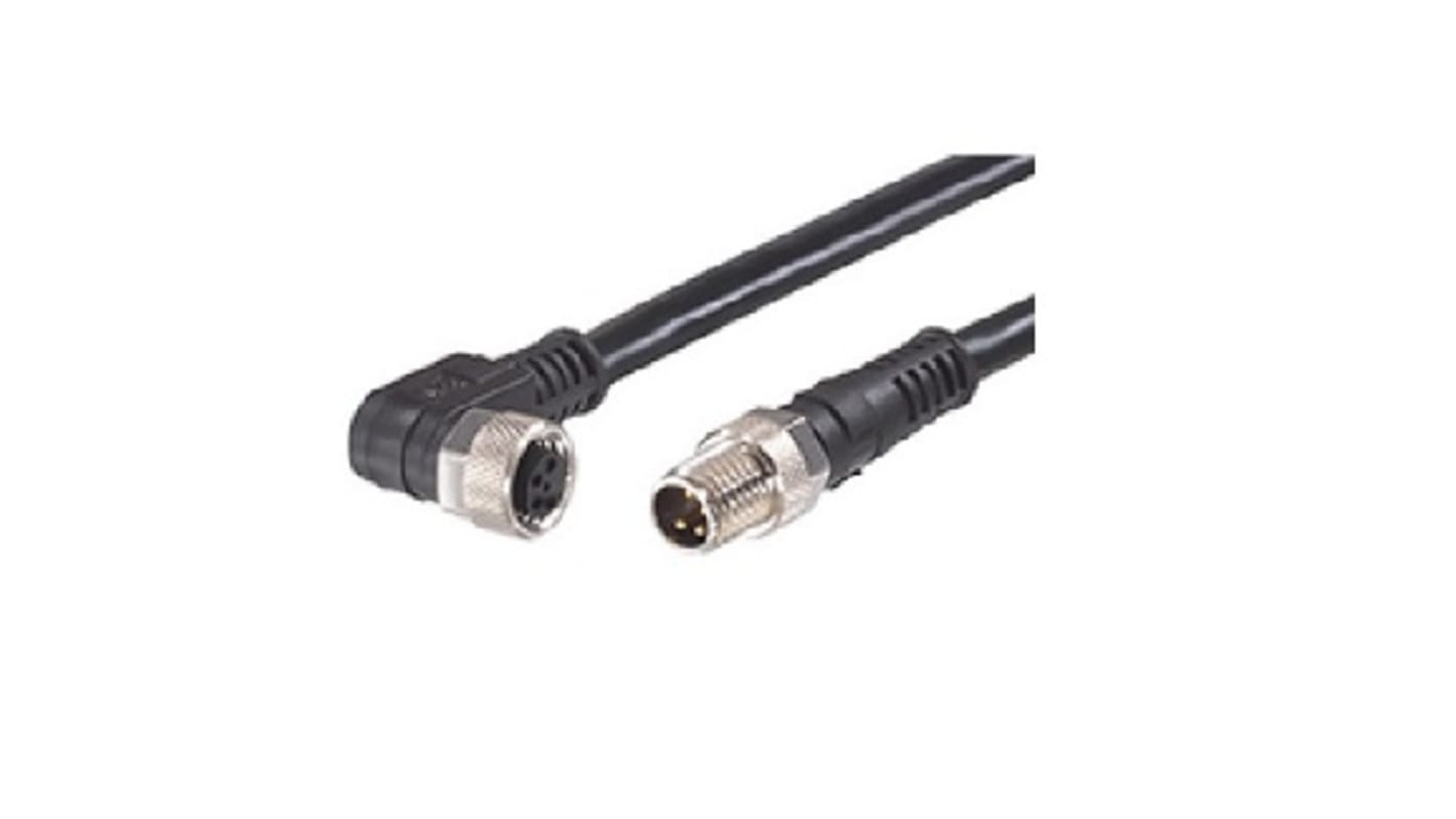 Brad from Molex Right Angle Female 4 way M8 to Straight Male 4 way M8 Sensor Actuator Cable, 2m