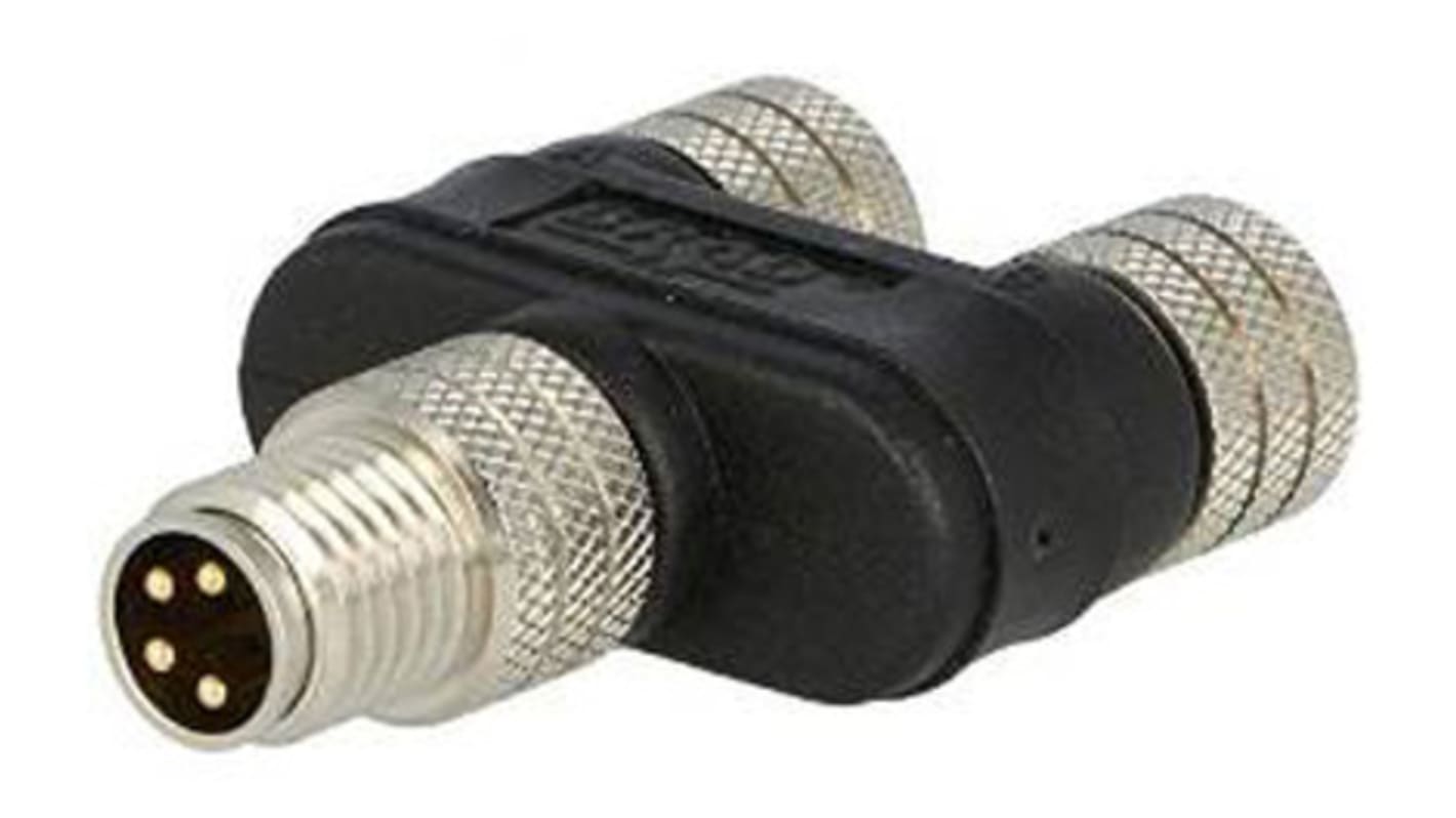 Adaptador conector circular, Brad from Molex serie Nano-Change, de extremo M8 Macho de 4 contactos, a extremo M8 Hembra