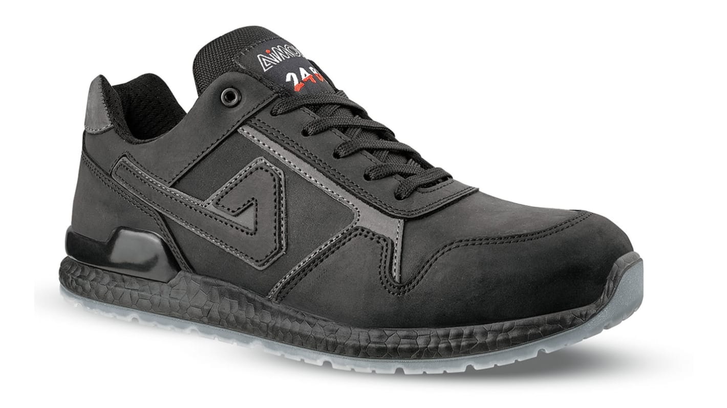 AIMONT 24 BIT Unisex Black, Grey  Toe Capped Safety Trainers, UK 2, EU 35