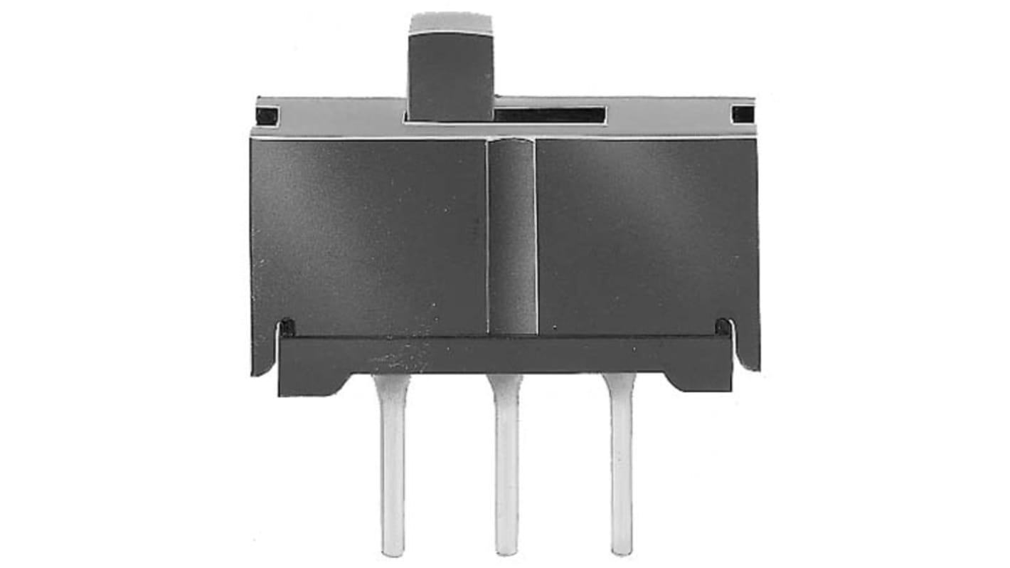 Interruptor de actuador deslizante SPST, Enclavamiento, 300 mA a 125 V ac, 350 mA a 30 V dc, Montaje en PCB