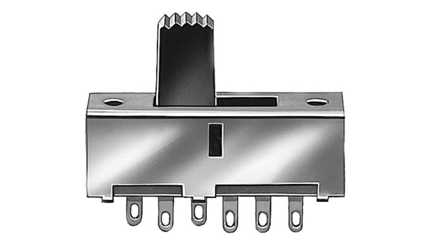 Commutateur à glissière, DPST, On-On-On, 0,3 A, montage Circuit imprimé