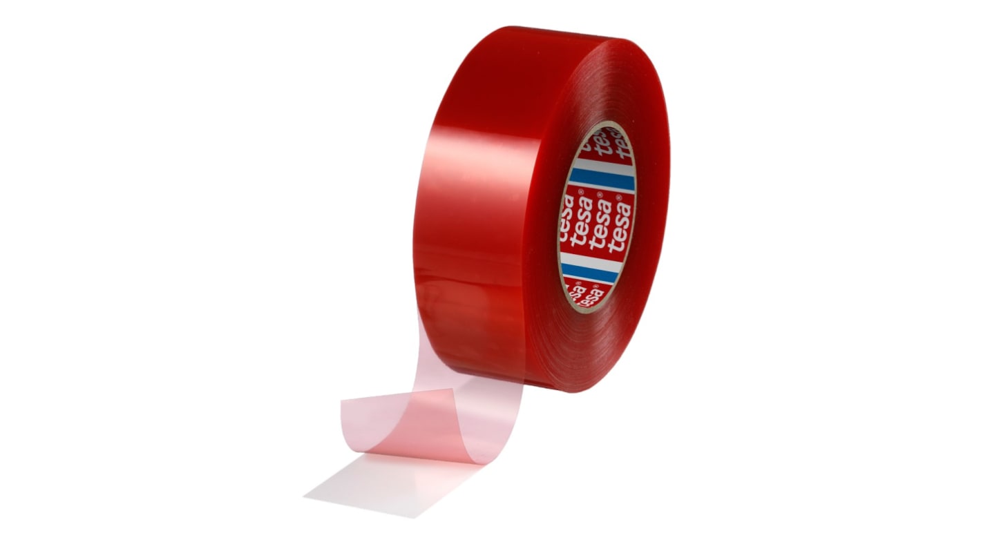 Tesa tesa fix Series 4965 Transparent Double Sided Plastic Tape, 0.21mm Thick, 11.5 N/cm, PET Backing, 50mm x 50m