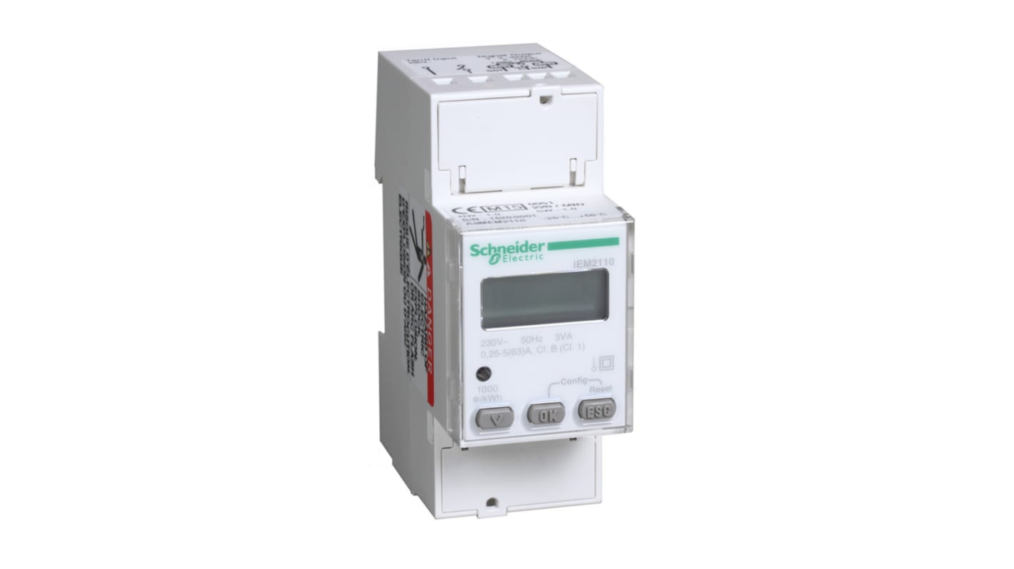 Schneider Electric Acti 9 iEM2000 Energiemessgerät LCD, 8-stellig / 1-phasig, Impulsausgang