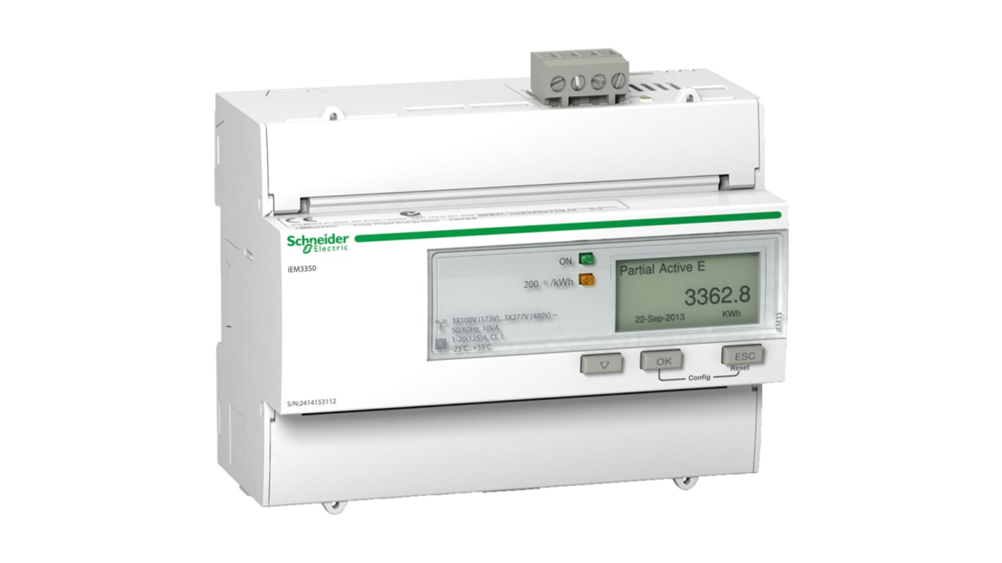 Schneider Electric Acti 9 iEM3000 Energiemessgerät LCD, 9-stellig / 3-phasig