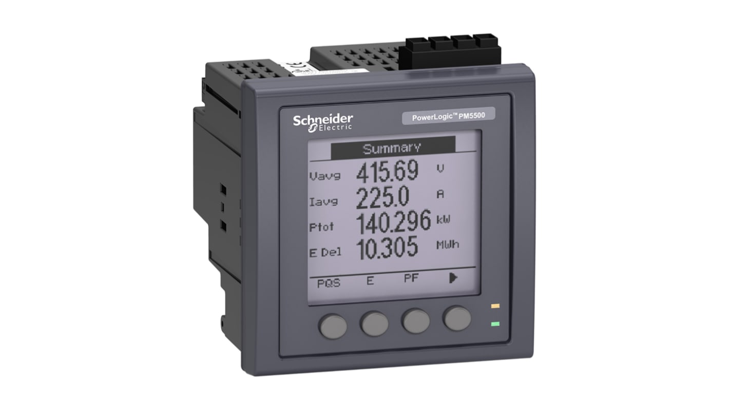 Compteur d'énergie Schneider Electric PM5000, 3 phases, 10 A, 65 Hz, 400 (Phase and Neutral) V ac, 690 (Phase) V ac