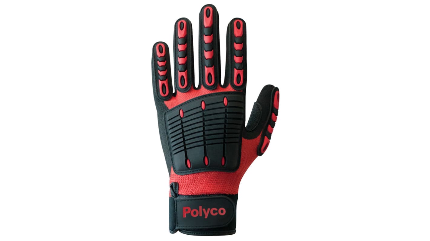 Polyco Healthline Multi-Task E Red Nylon General Purpose Work Gloves, Size 9, Nitrile Foam Coating