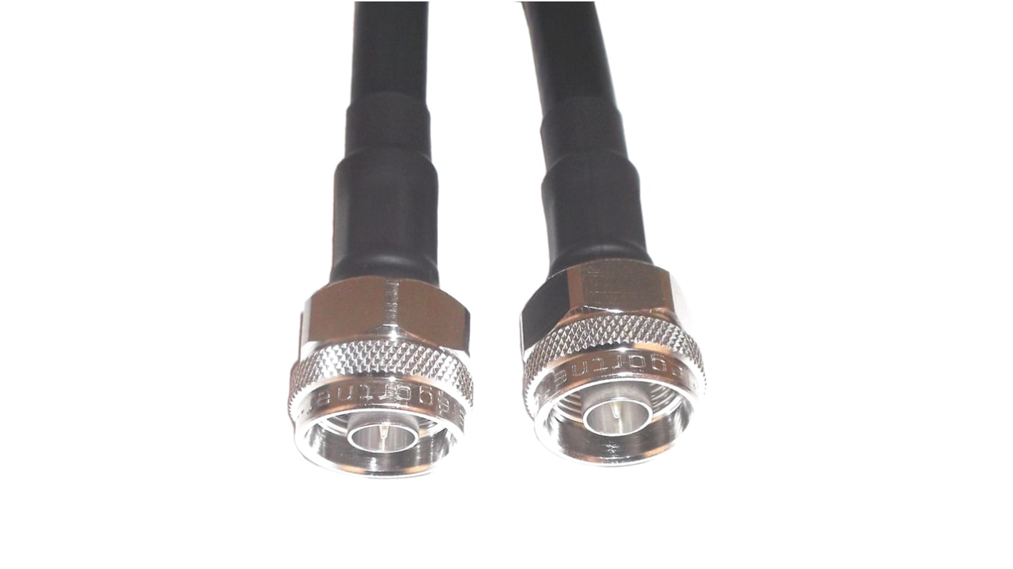 Cable coaxial RG214 Telegartner, 50 Ω, con. A: Tipo N, Macho, con. B: Tipo N, Macho, long. 500mm Negro