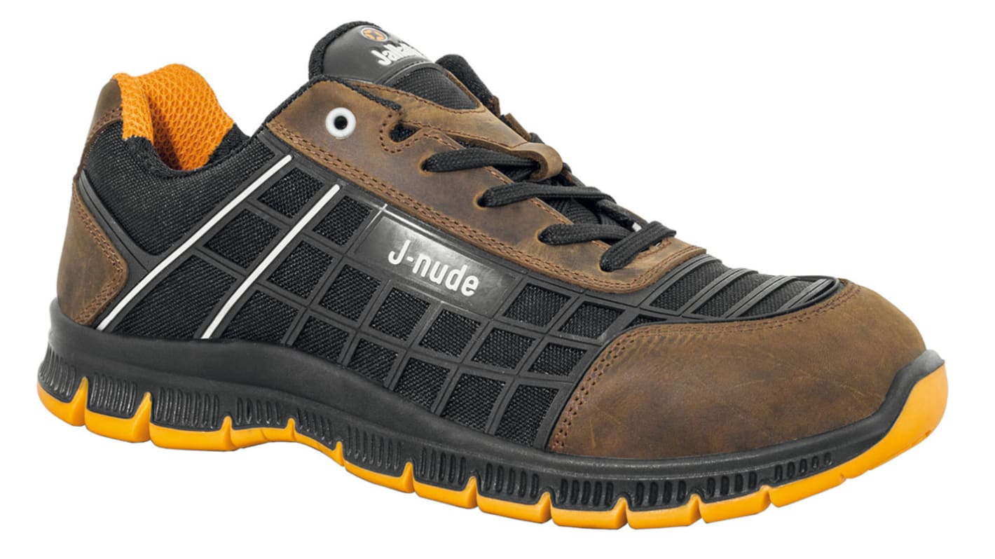 Jalatte Unisex Sicherheitshalbschuhe Schwarz/Braun, mit Zehen-Schutzkappe EN 20345 S3, Größe 42 / UK 8