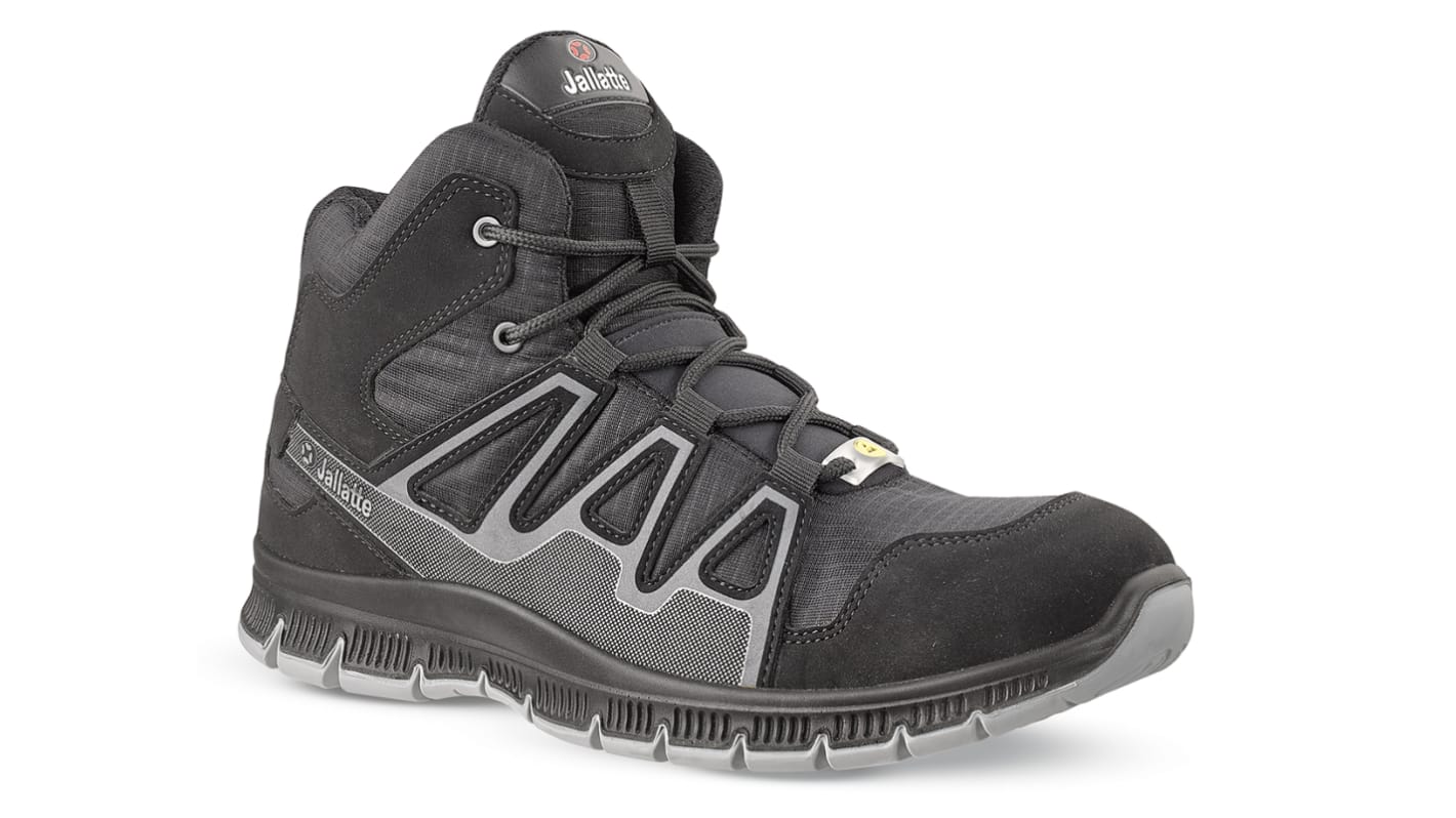 Jallatte Jalsensei Black, Grey ESD Safe Composite Toe Capped Unisex Safety Boots, UK 3.5, EU 36