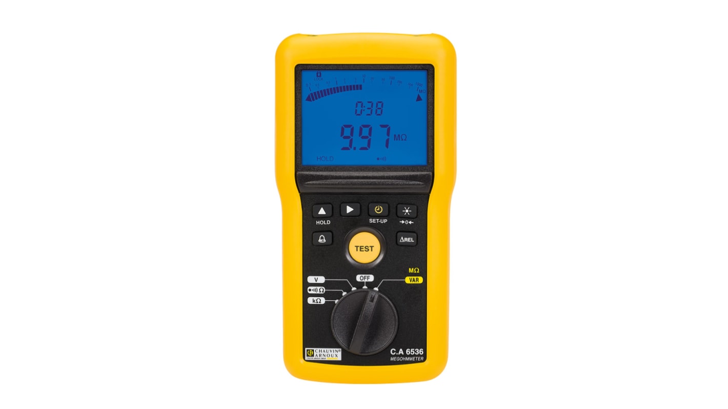 Chauvin Arnoux CA 6536 Insulation & Continuity Tester, 10V Min, 100V Max, 20GΩ Max, CAT IV - RS Calibration