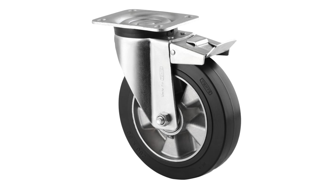 Ruota per carrelli orientabile con freno Tente in Gomma, Ø 125mm, 300kg