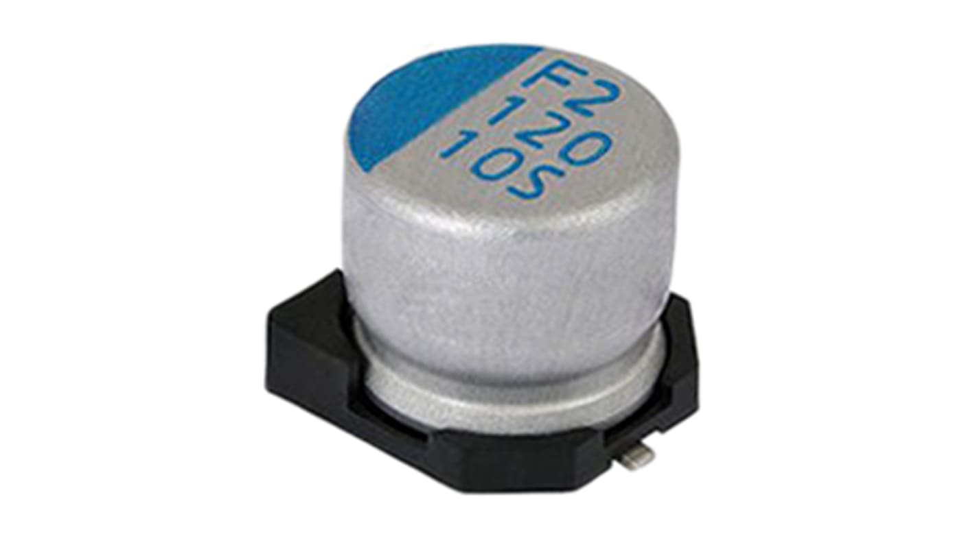 Condensador de polímero de aluminio conductivo Vishay serie 180 CPS, 1500μF, ±20%, 6.3V dc, mont. SMD, 10.4 x 10.4 x