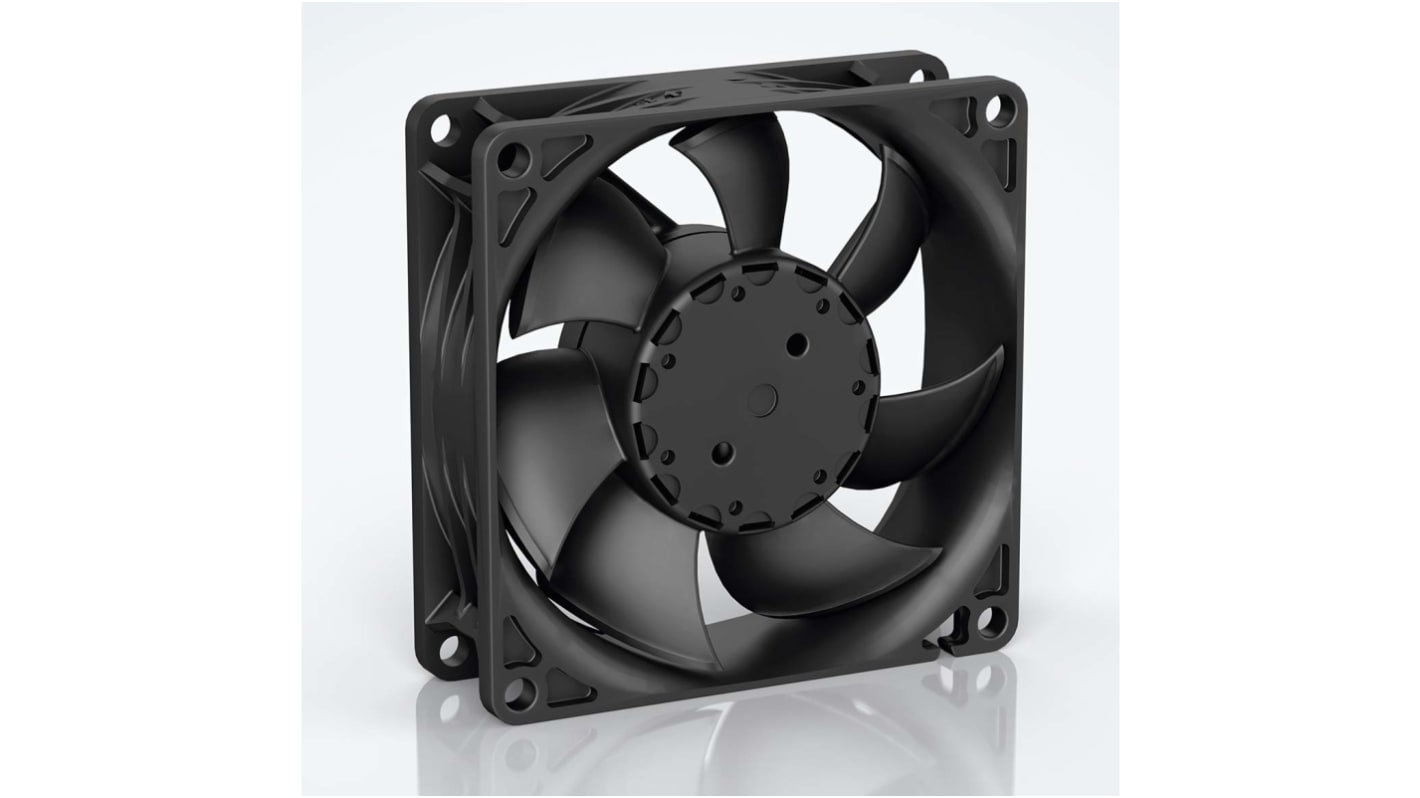 Ventilador Axial ebm-papst 8450 de 80 x 80 x 25mm, 24 V dc, 6.8W, 6200rpm, caudal 117m³/h, 50dB, salida PWM, tacómetro,