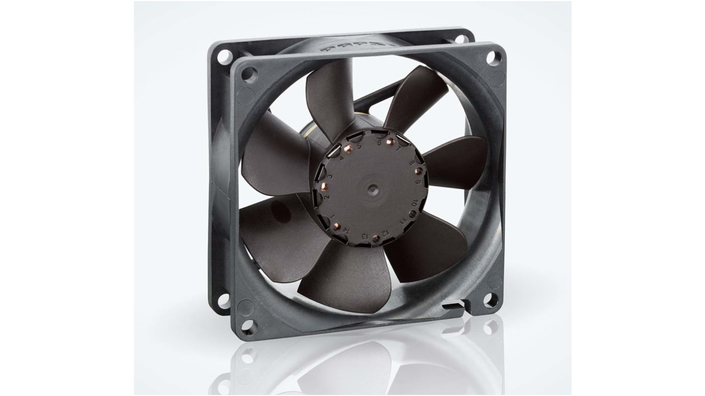 ebm-papst 8400 N Series Axial Fan, 24 V dc, DC Operation, 79m³/h, 2.4W, IP68, 80 x 80 x 25mm