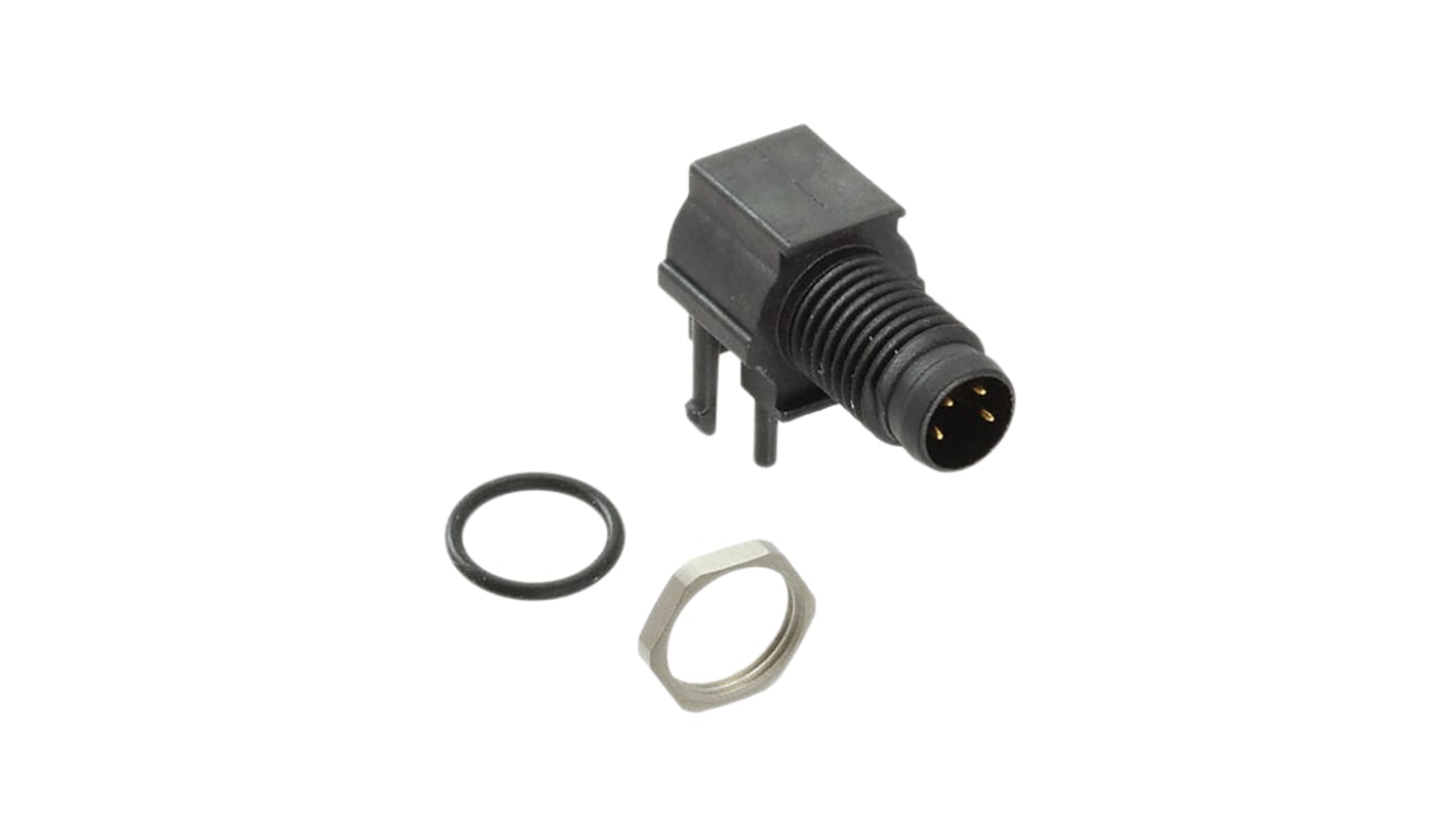 TE Connectivity Circular Connector, 4 Contacts, PCB Mount, Plug, Male, IP67, M8 Series