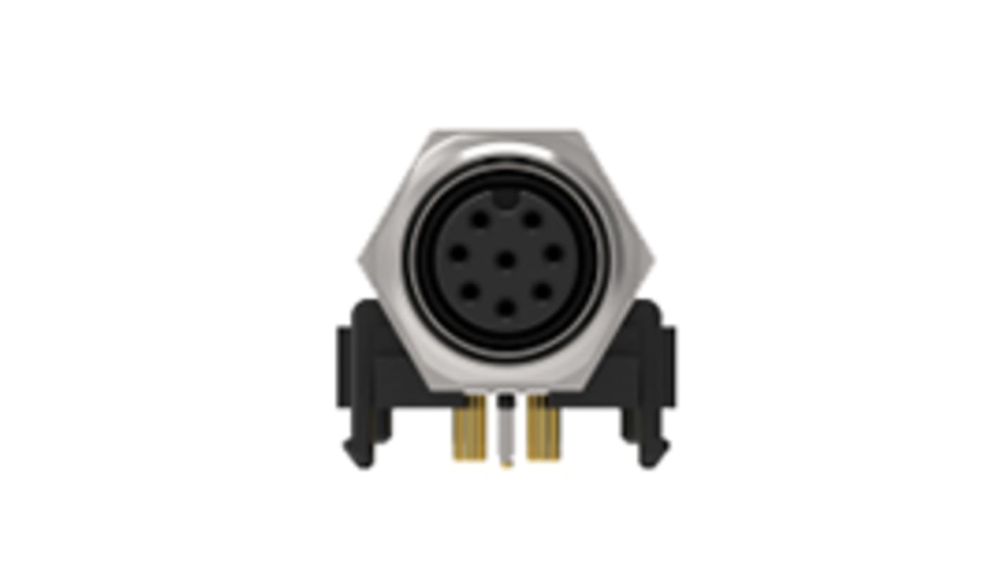TE Connectivity Circular Connector, 8 Contacts, PCB Mount, Socket, Female, IP68, M12 Series