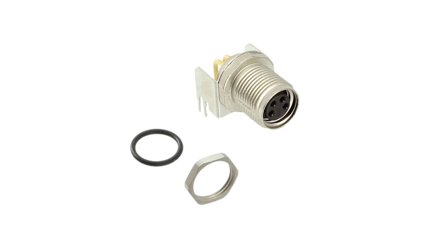 TE Connectivity Circular Connector, 4 Contacts, PCB Mount, M8 Connector, Socket, Female, IP67, M8 Series