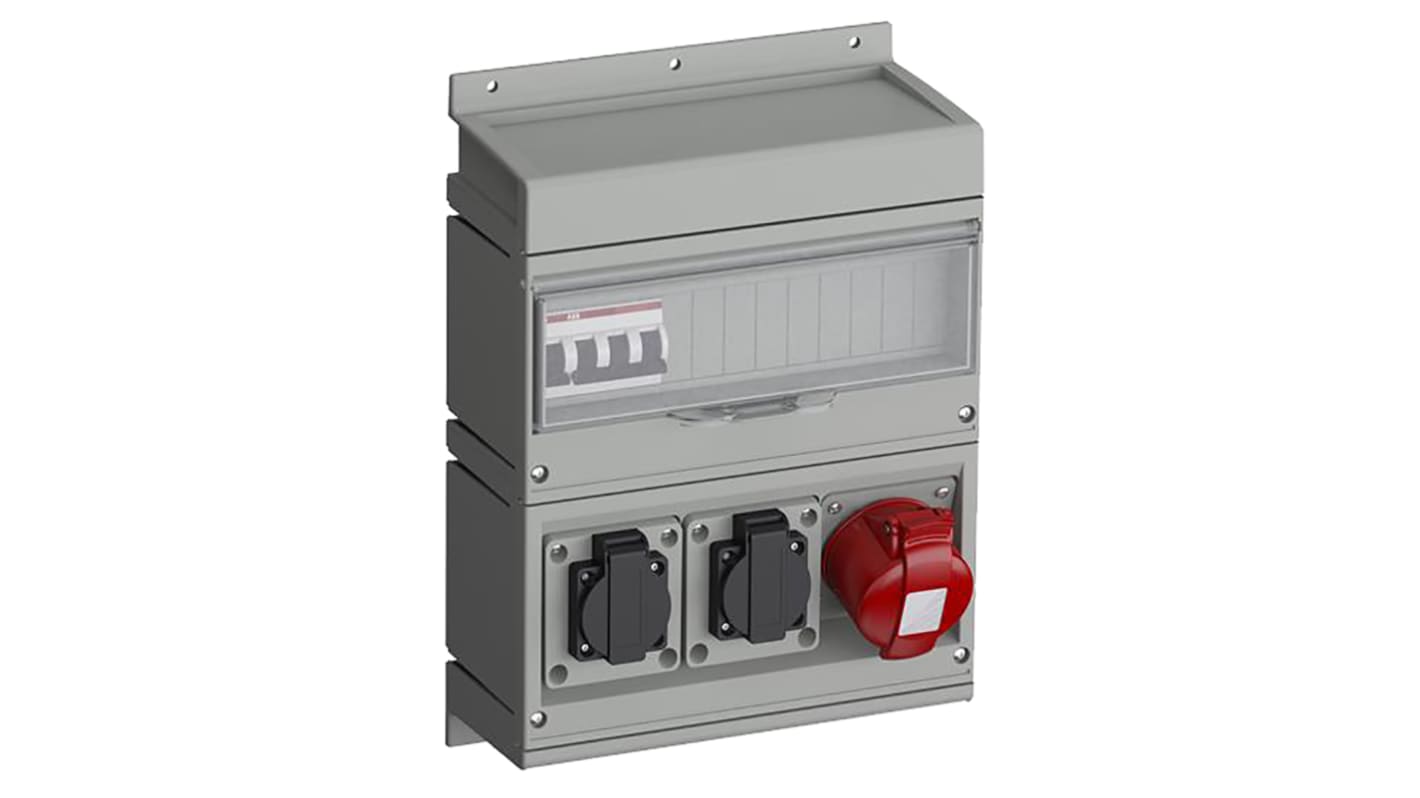 ABB Kombi RCD/FI Buchse Grau 1 x 3P + N + E, 2 x 1P + E, 230 → 400 V / 13A, Tafelmontage IP44