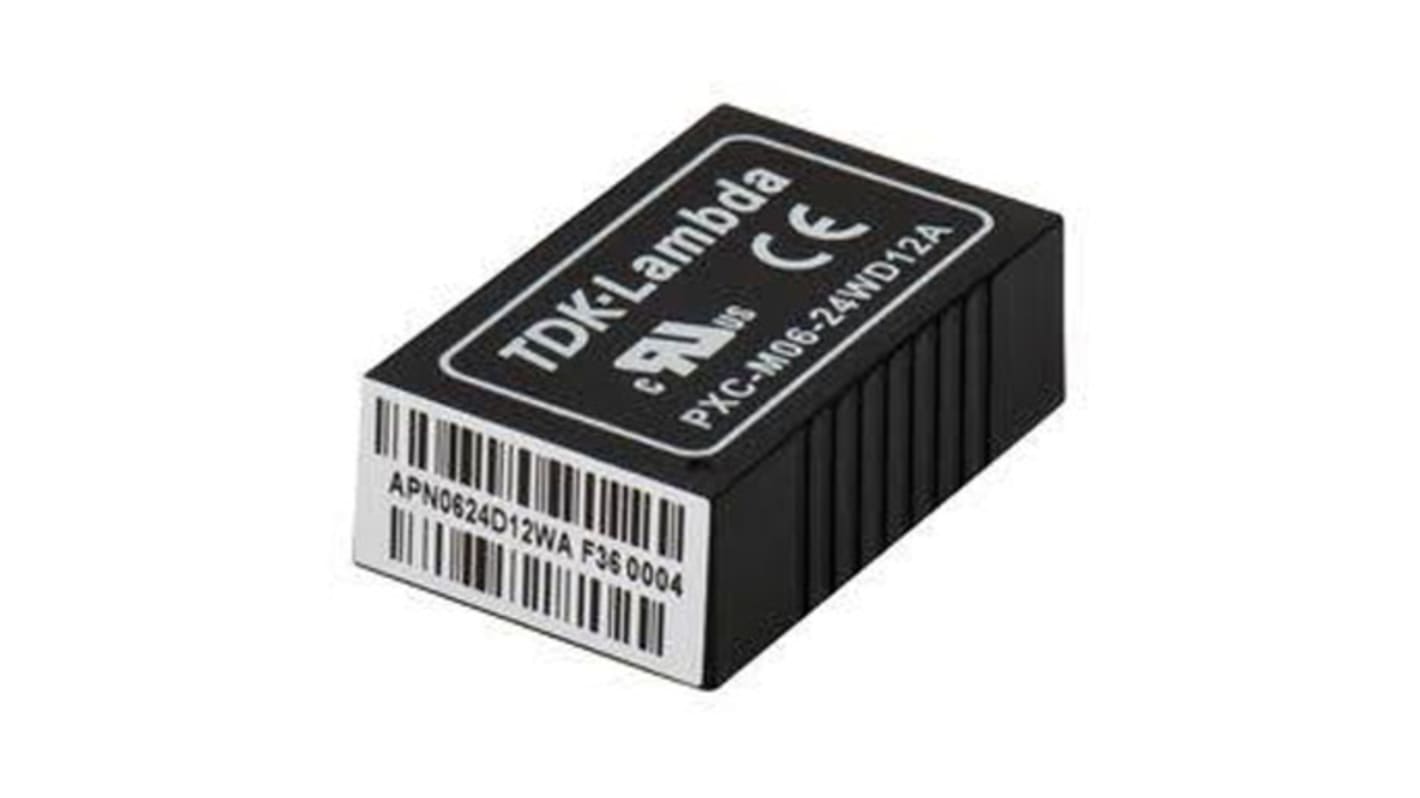 TDK-Lambda PXC-M06W DC-DC Converter, 24V dc/ 250mA Output, 9 → 36 V dc Input, 6W, PCB Mount, +105 (Derating) °C,