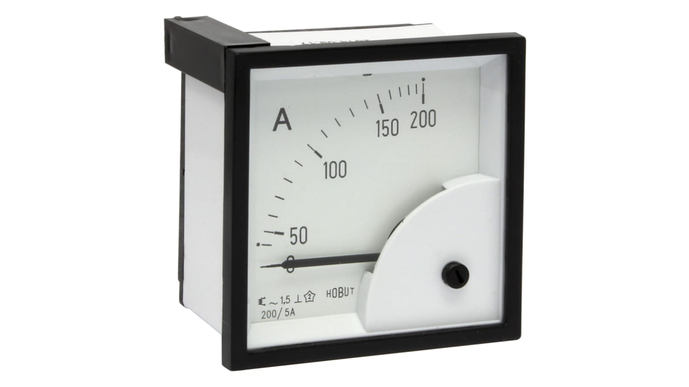 Ampèremètre analogique de panneau V c.a. HOBUT série D72SD, Echelle 0/200A For 200/5A CT, 72mm x 72mm