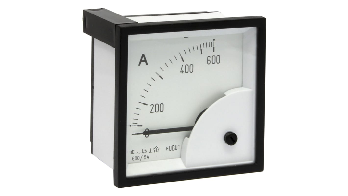 HOBUT D72SD Analogue Panel Ammeter 0/600A For 600/5A CT AC, 72mm x 72mm Moving Iron