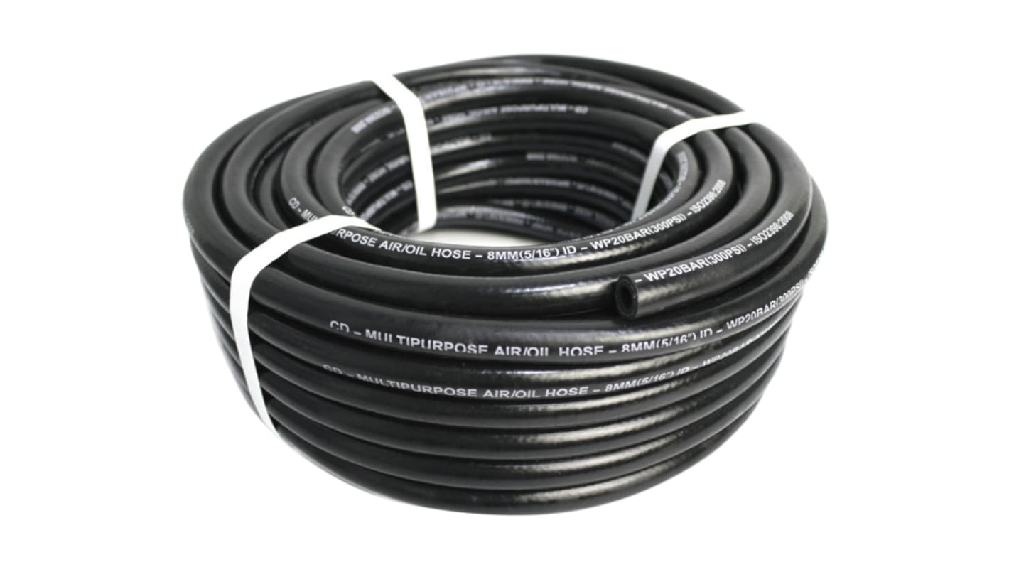 RS PRO NBR, Hose Pipe, 8mm ID, 15mm OD, Black, 25m