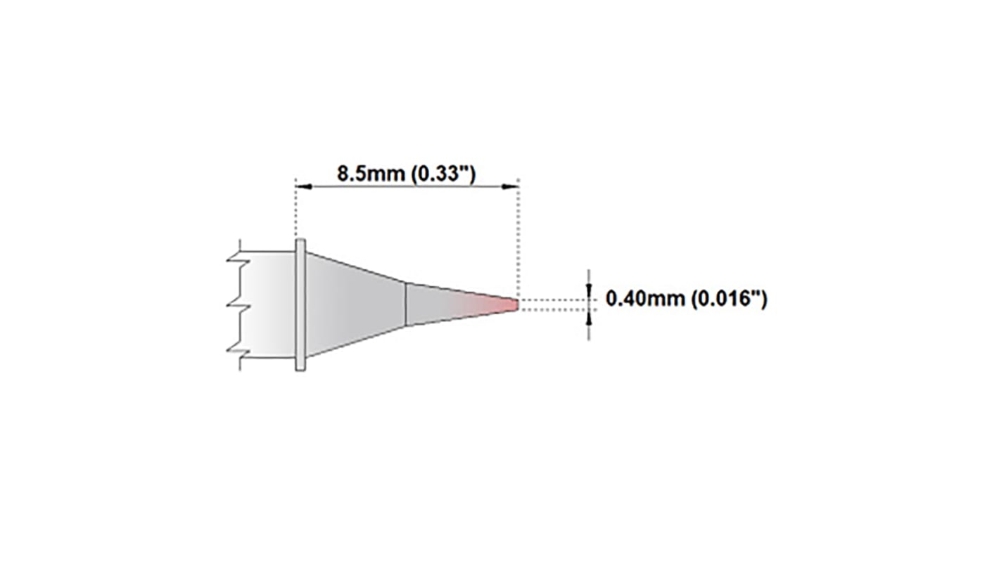 Panne de fer à souder Thermaltronics, Conique tranchant, série M, 0,4 mm