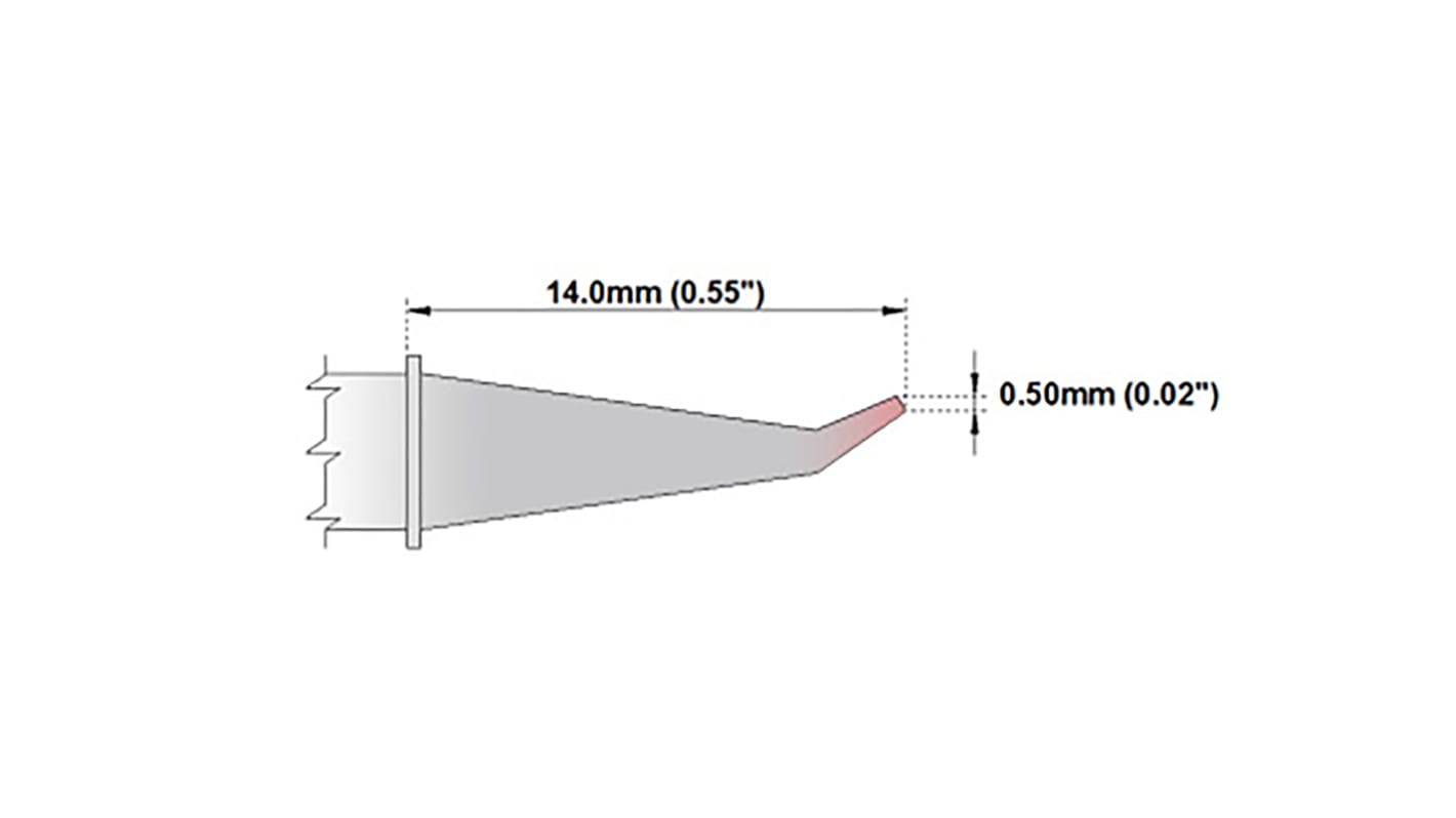 Punta saldatore Thermaltronics, serie M, 0,5 mm, forma: Affilato piegato, angolo 30°