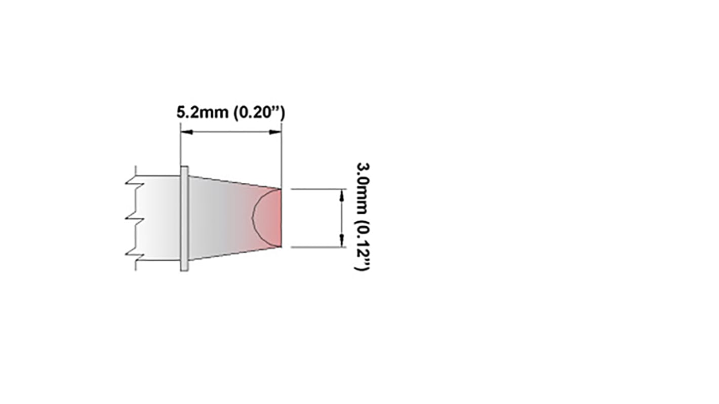 Panne de fer à souder Thermaltronics, Ciseau droit, série M, 3 mm