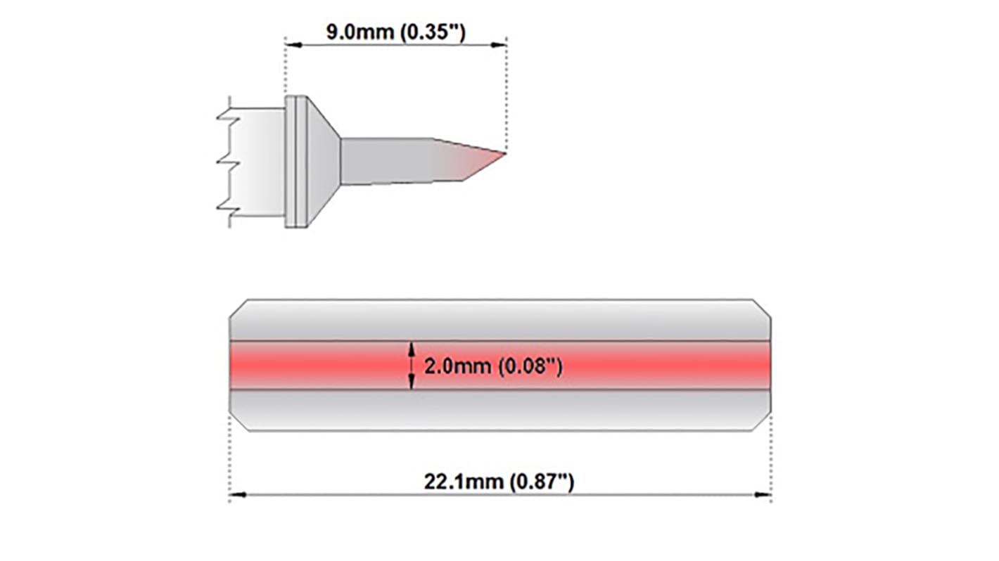 Punta de soldadura tipo Bisel Thermaltronics, serie M, punta de 9 mm, para usar con MX-500, MX-5000, MX5200,