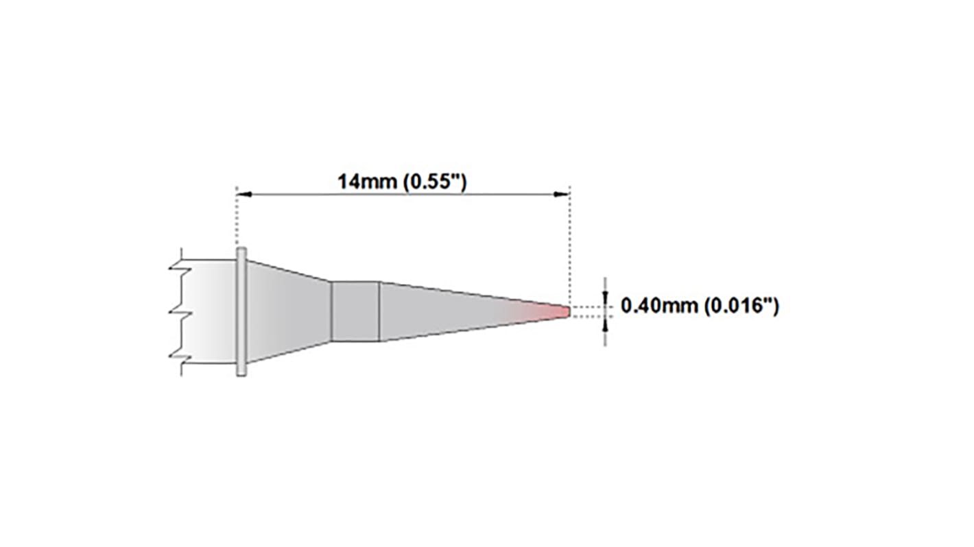 Thermaltronics 0.4 mm Straight Conical Soldering Iron Tip