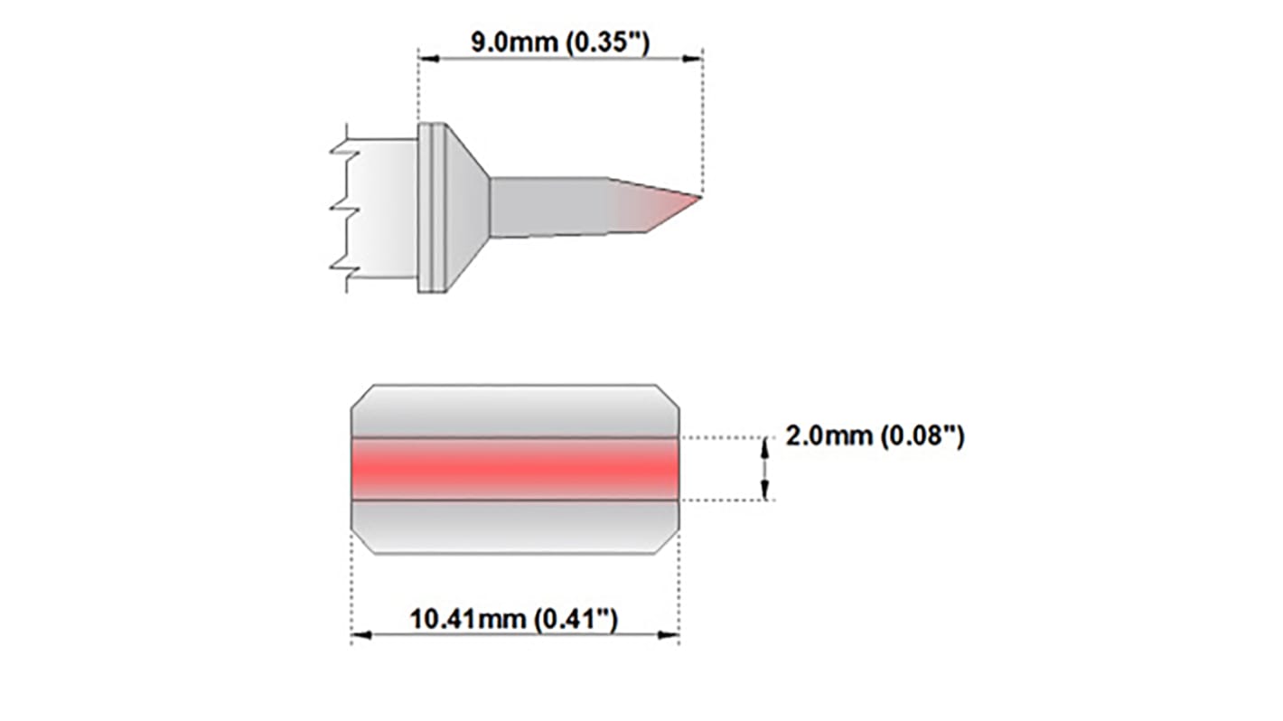 Thermaltronics forrasztópákahegy 9 mm, Élszög, használható (TMT-9000S-1, TMT-9000S-2)-hoz