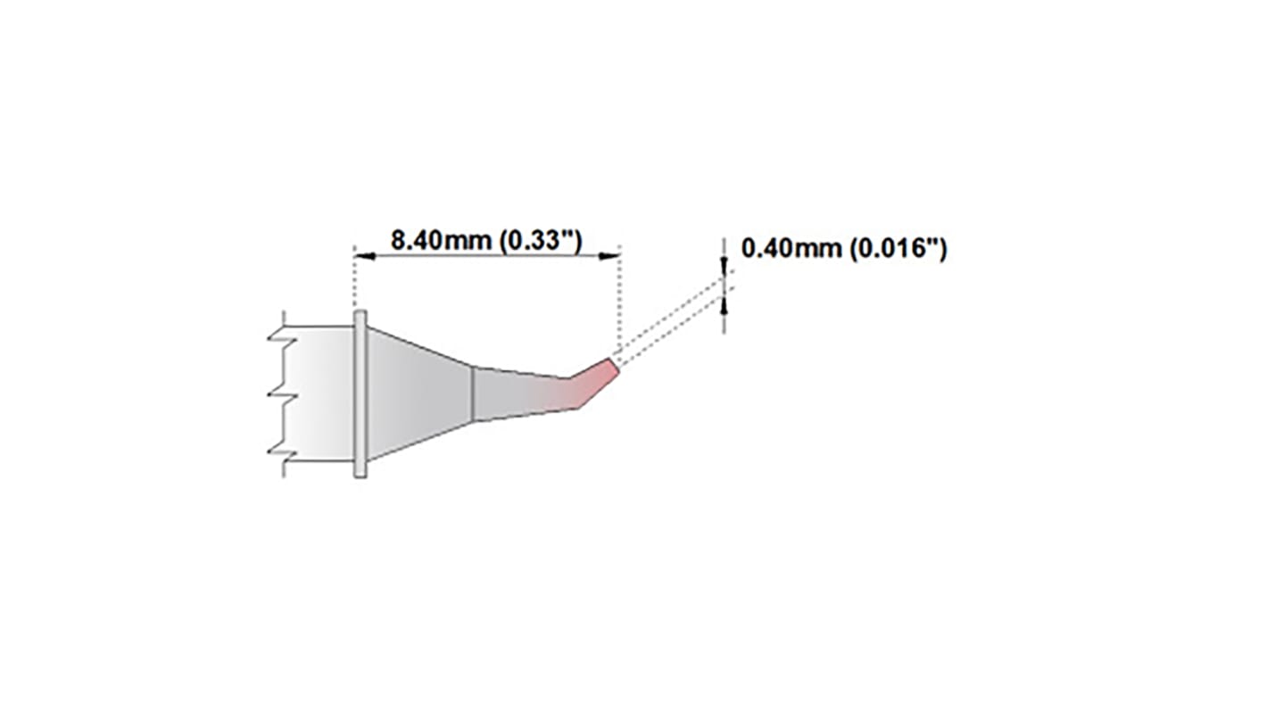 Thermaltronics 0.4 mm Bent Sharp Soldering Iron Tip