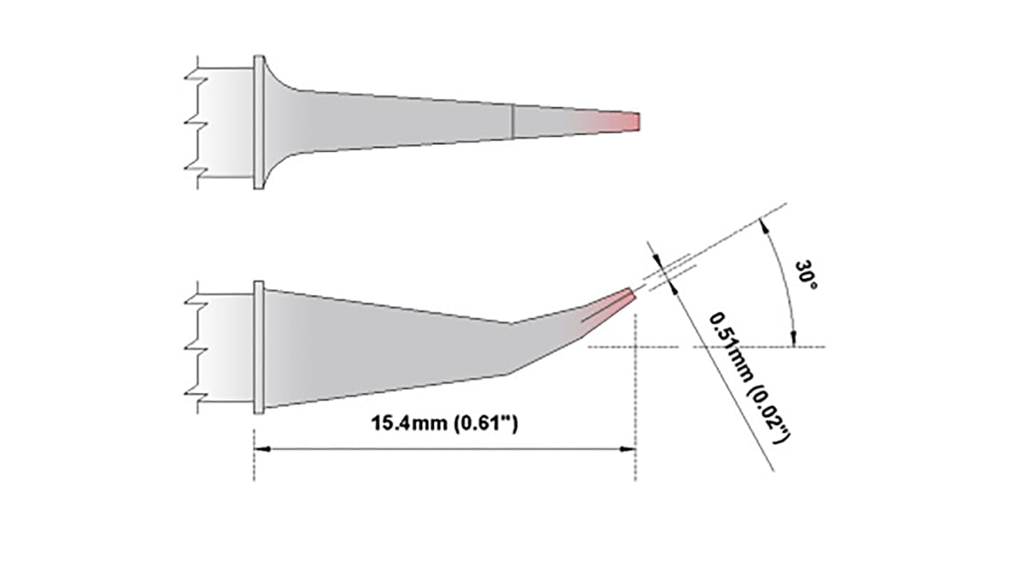 Thermaltronics 0.51 mm Bent Chisel Soldering Iron Tip