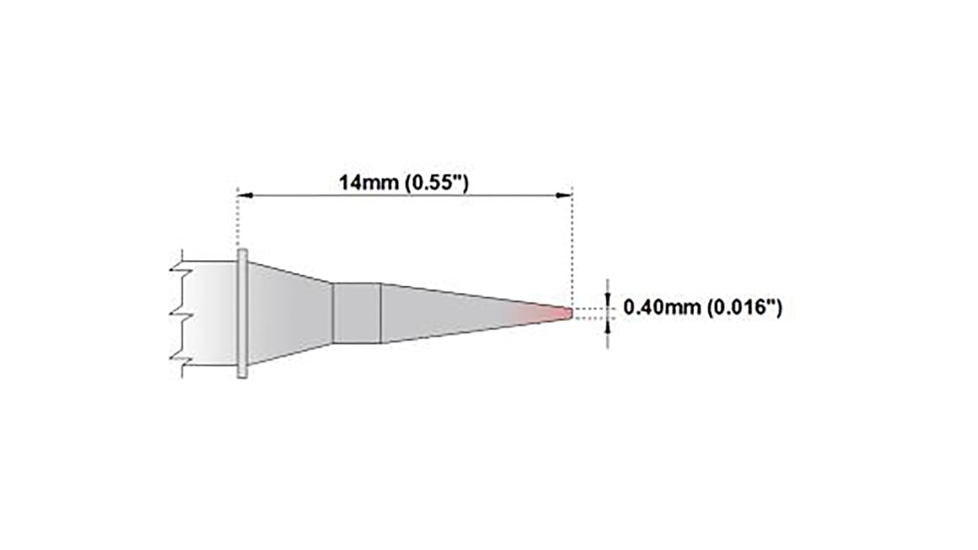 Panne de fer à souder Thermaltronics, Conique droit, série P, 0,4 mm