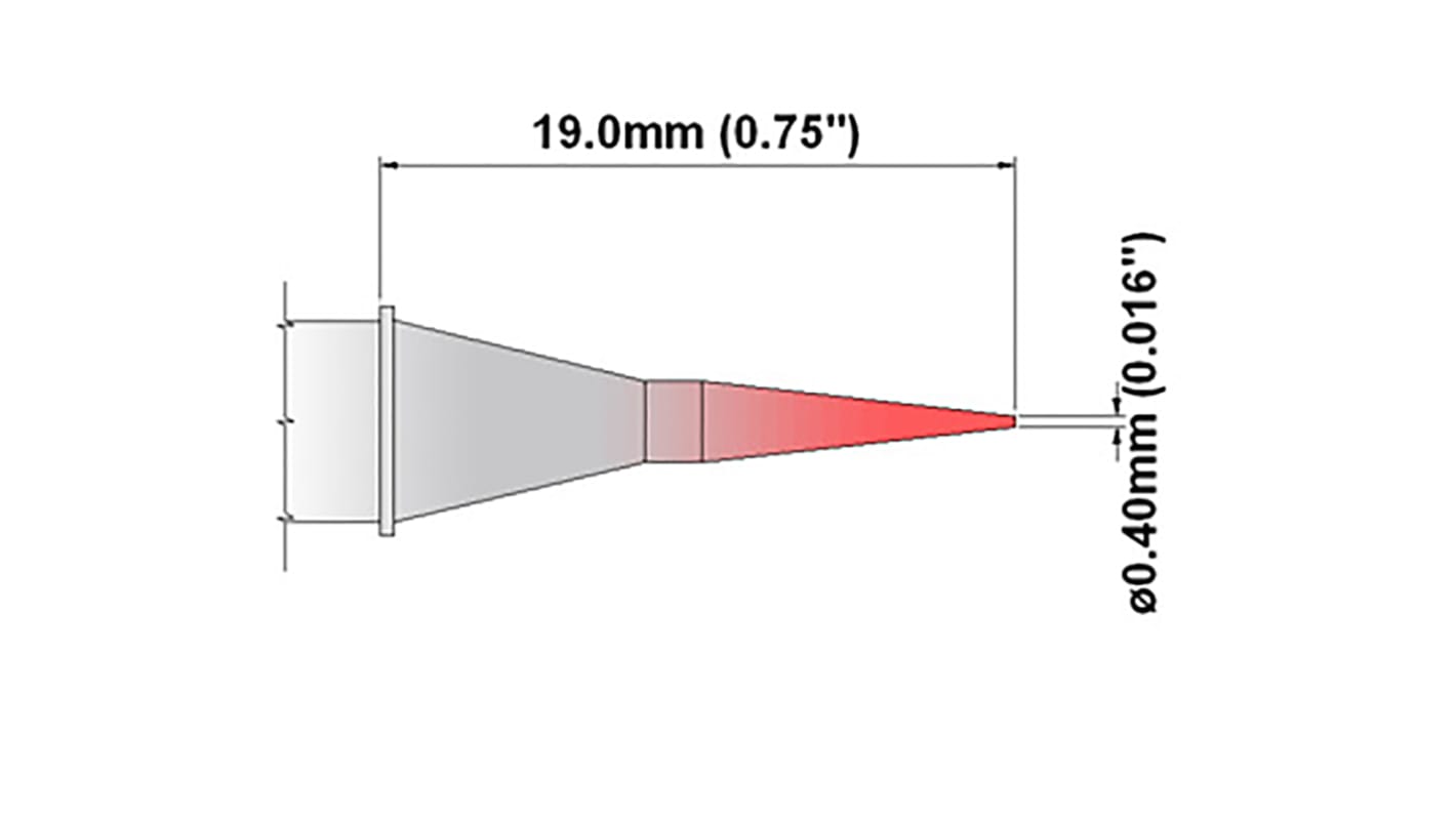 Thermaltronics 0.4 mm Straight Conical Soldering Iron Tip