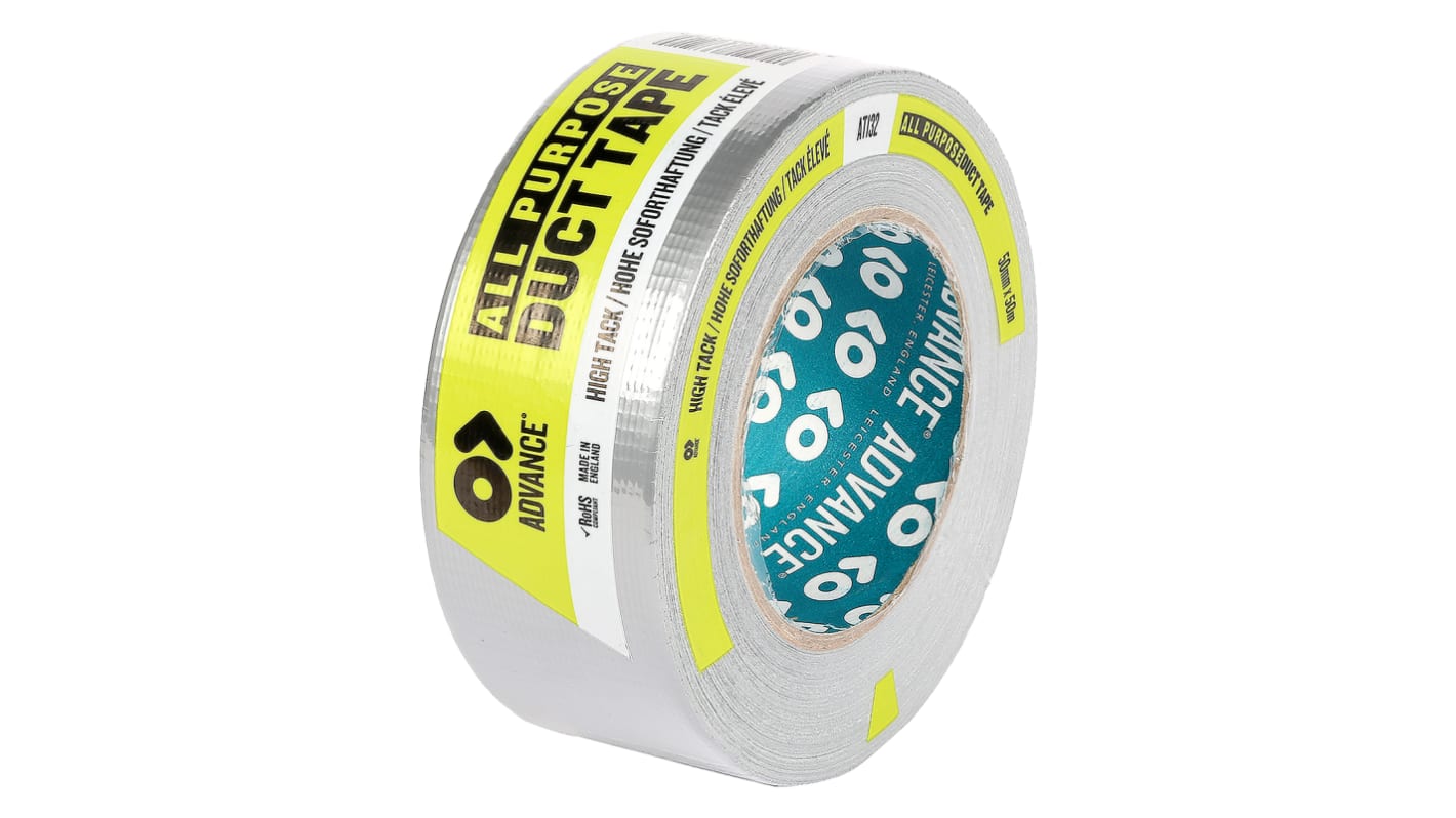 Advance Tapes AT132 Duct Tape, 50m x 50mm, Silver, Gloss Finish