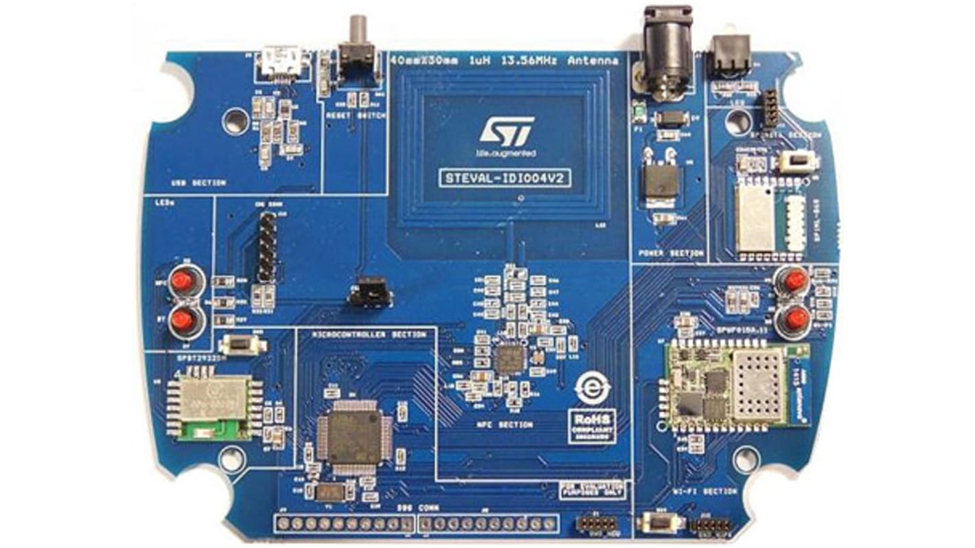 Kit de evaluación Bluetooth Smart (BLE), Comunicación de campo cercano (NFC), WiFi STMicroelectronics STEVAL-IDI004V2,