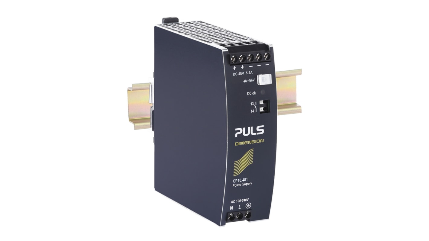 Alimentation pour rail DIN PULS, série DIMENSION, 48V c.c.out 5.4A, 100 → 240V c.a.in, 240W