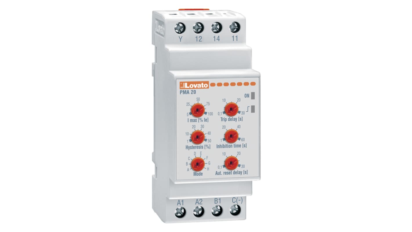 Lovato Current Monitoring Relay, 1 Phase, SPDT, DIN Rail